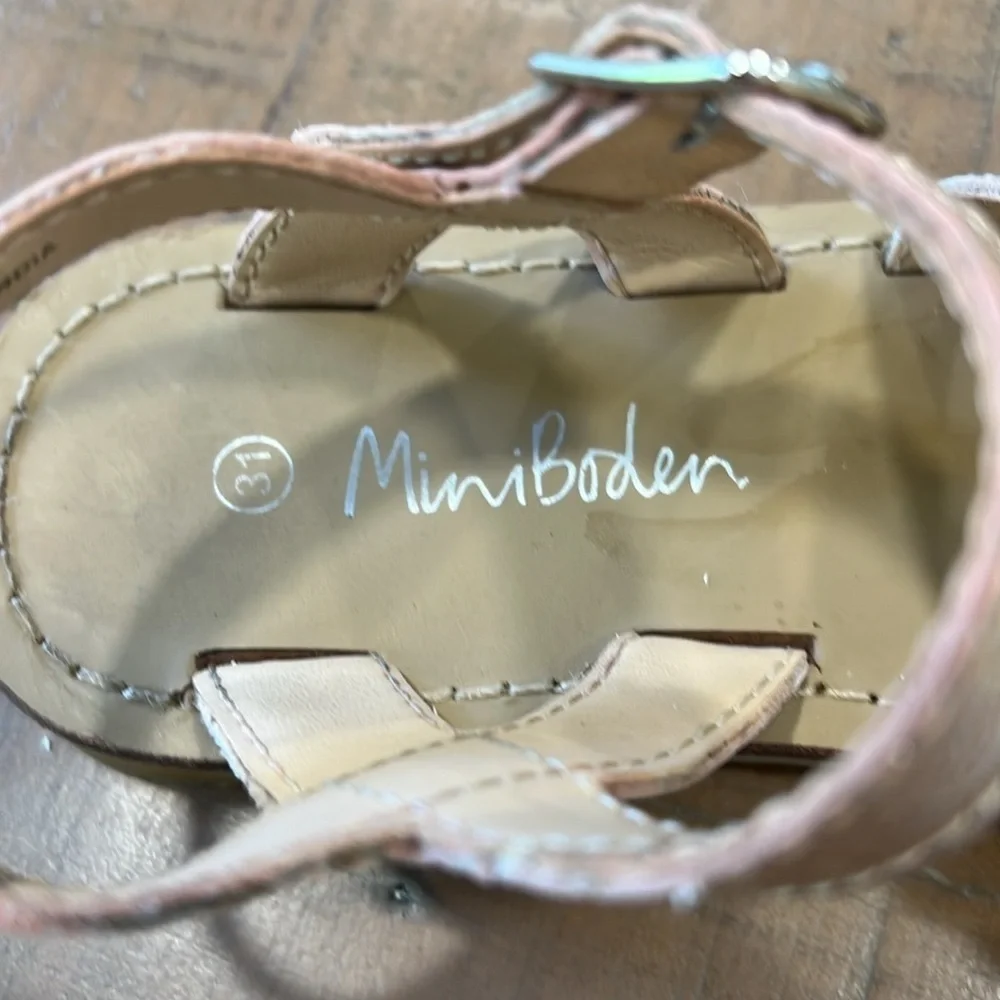 Mini Boden rose gold metallic strappy leather buckle sandals size 31 uk 13 US